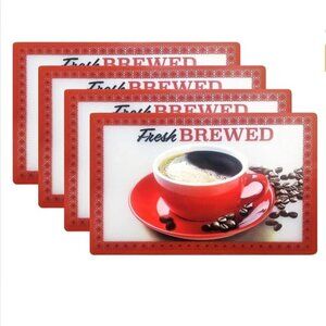 Placemats Coffee Theme Frosted Clear Indoor Outdoor Rectangle 11.5 X 17.5 in